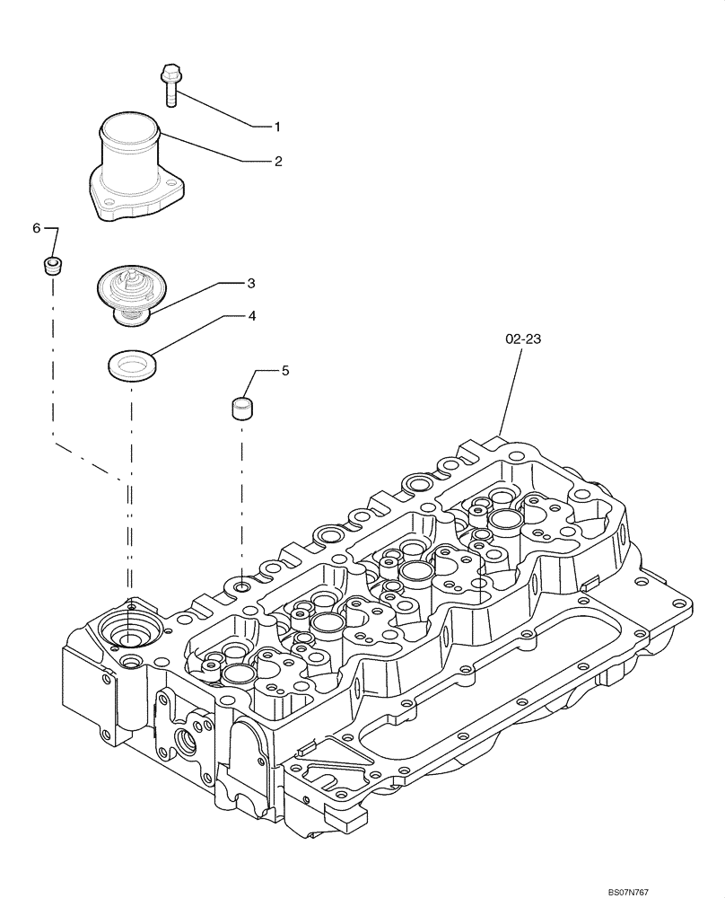 Схема запчастей Case 521E - (02-40) - THERMOSTAT - ENGINE COOLING SYSTEM (02) - ENGINE