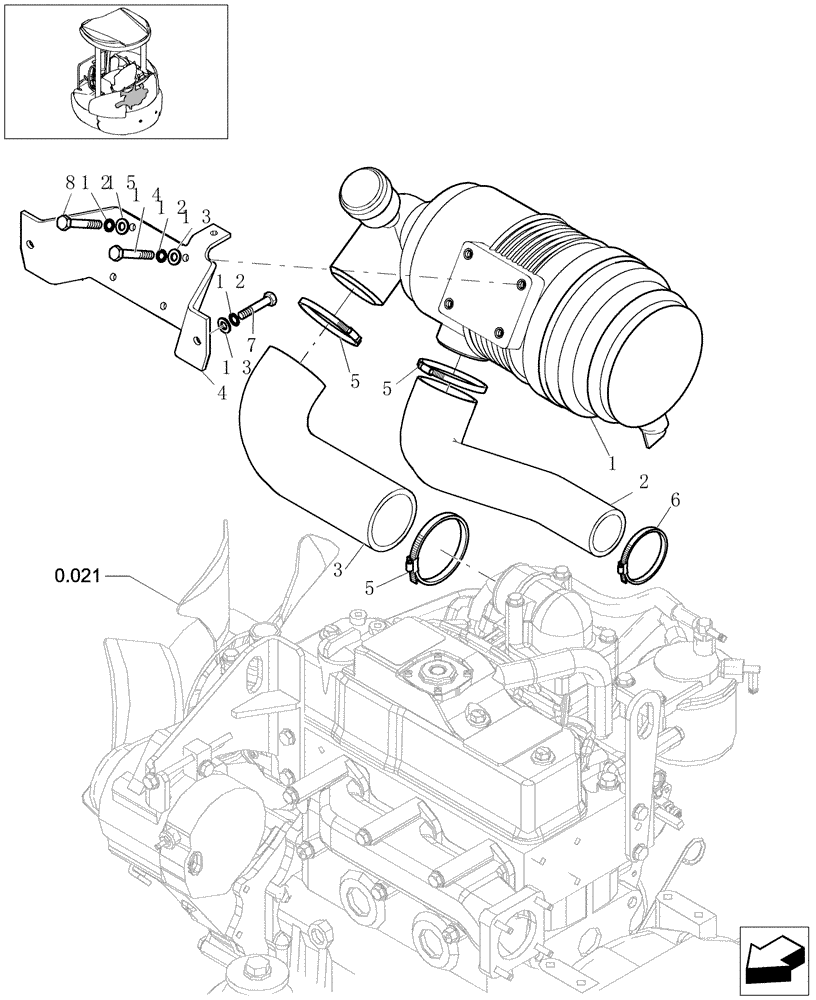 Схема запчастей Case CX31B - (0.001[01]) - AIR CLEANER (10) - ENGINE