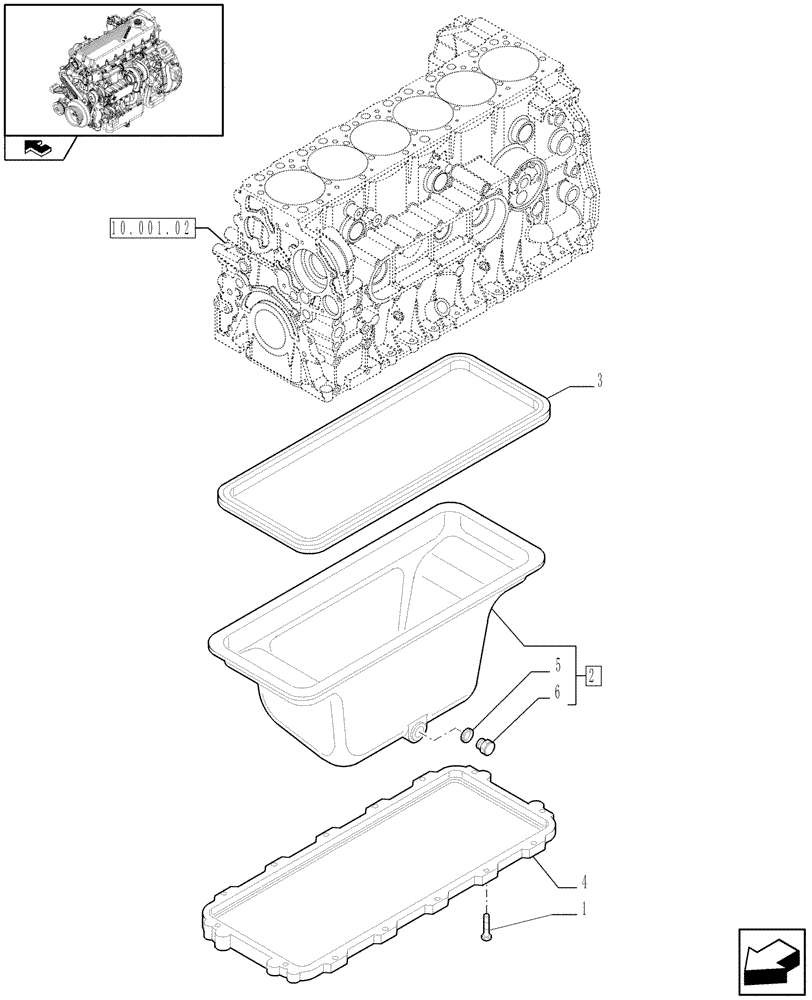 Схема запчастей Case F2CE9684U E151 - (10.102.01) - OIL SUMP & RELATED PARTS (504143995) (01) - ENGINE