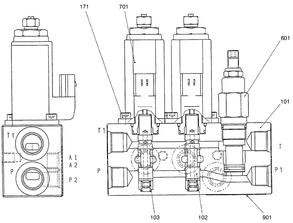 Схема запчастей Case CX36B - (07-040) - VALVE ASSY, SOLENOID (35) - HYDRAULIC SYSTEMS