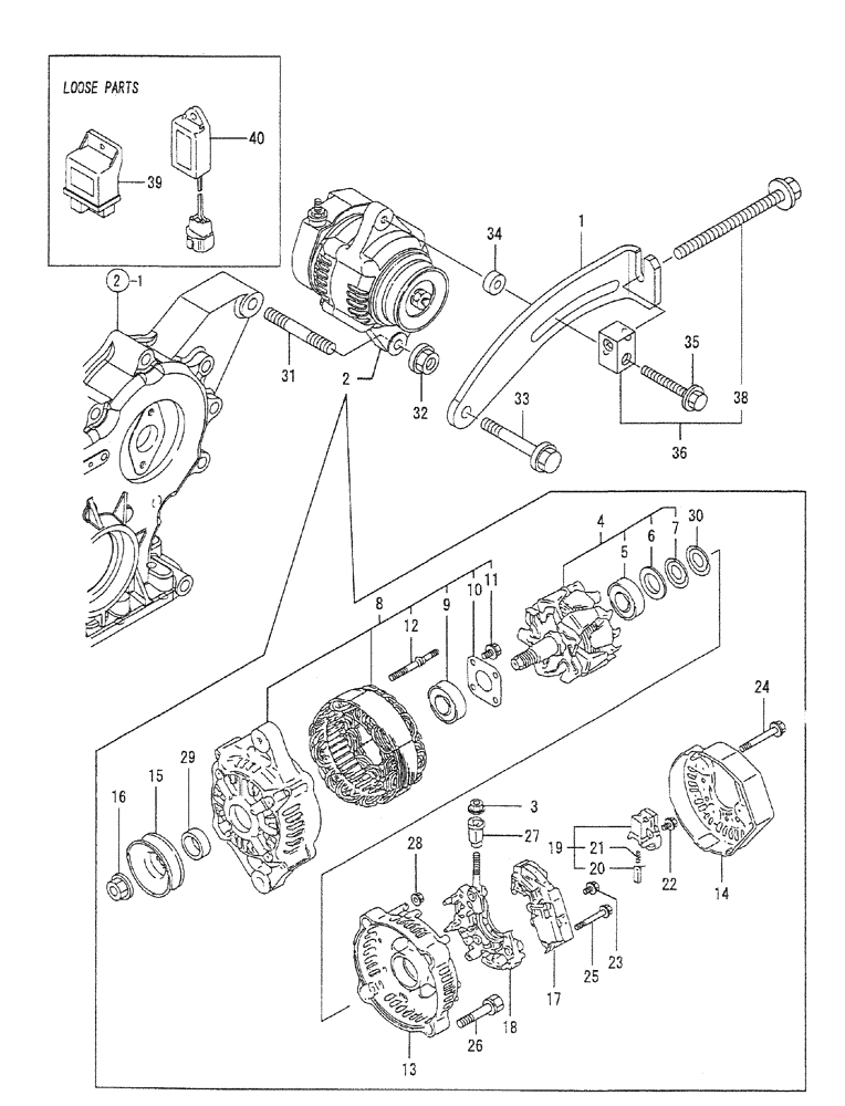 Схема запчастей Case CX27B PV13 - (08-015) - GENERATOR ENGINE COMPONENTS