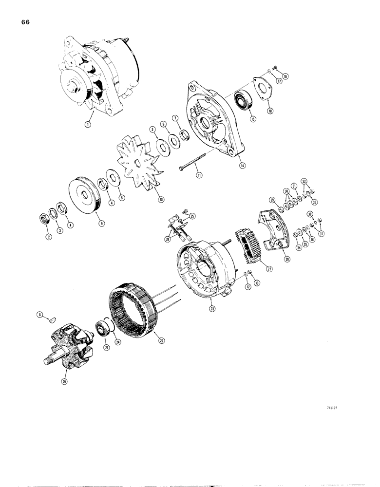 Схема запчастей Case 1830 - (066) - N6921 ALTERNATOR, DUCELLIER USED BEFORE ENGINE SN 3062 (55) - ELECTRICAL SYSTEMS