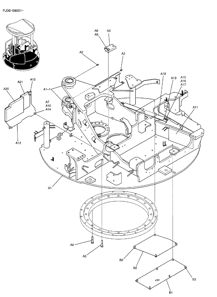 Схема запчастей Case CX50B - (01-001) - FRAME ASSY, UPP (PY52F00042F1 & PH24C00010F1) (05) - SUPERSTRUCTURE