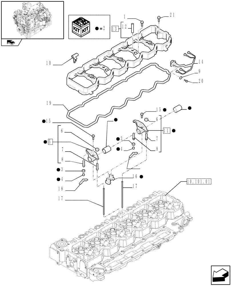 Схема запчастей Case F4DFE613C A005 - (10.106.02) - ROCKER SHAFT (10) - ENGINE