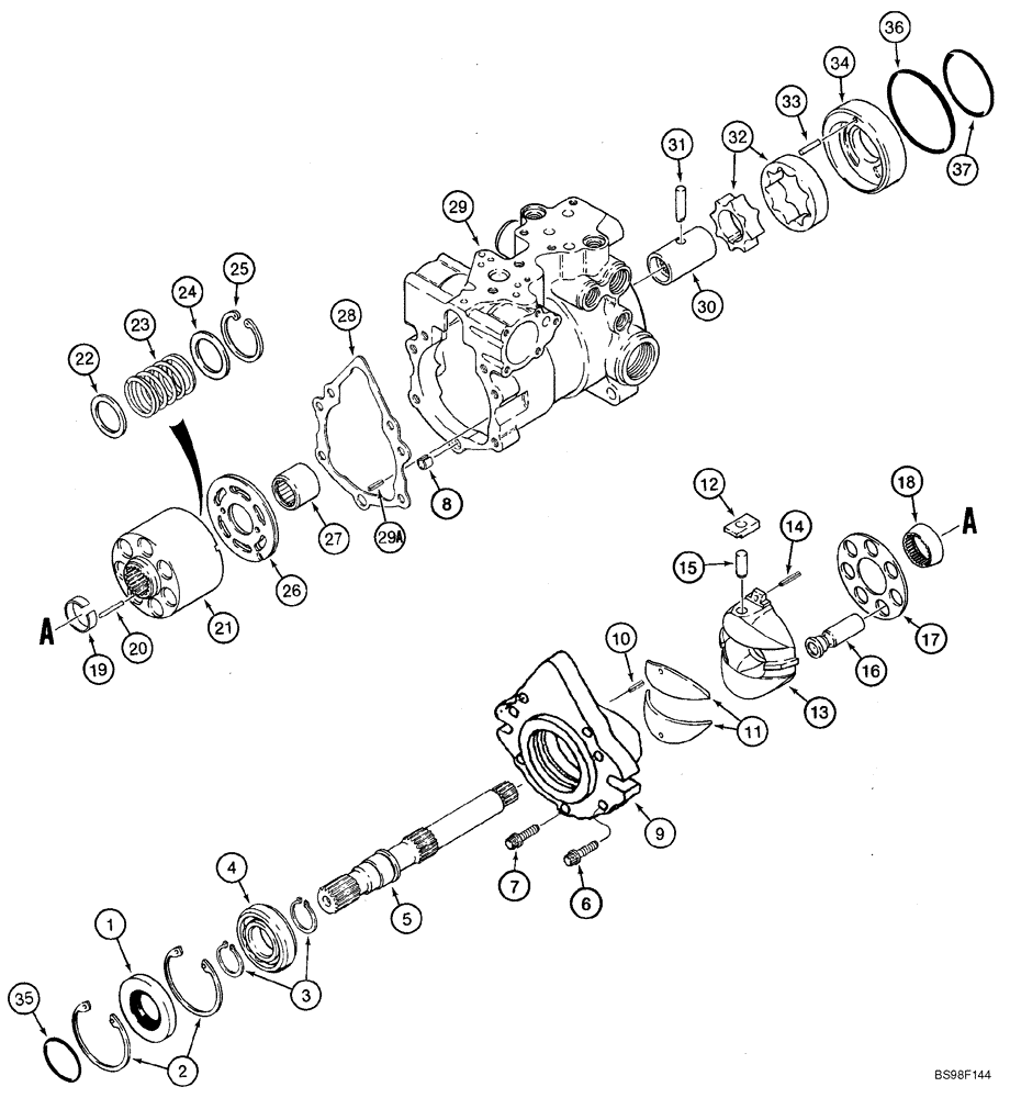 Схема запчастей Case 75XT - (06-10B) - PUMP, TANDEM, REAR (06) - POWER TRAIN