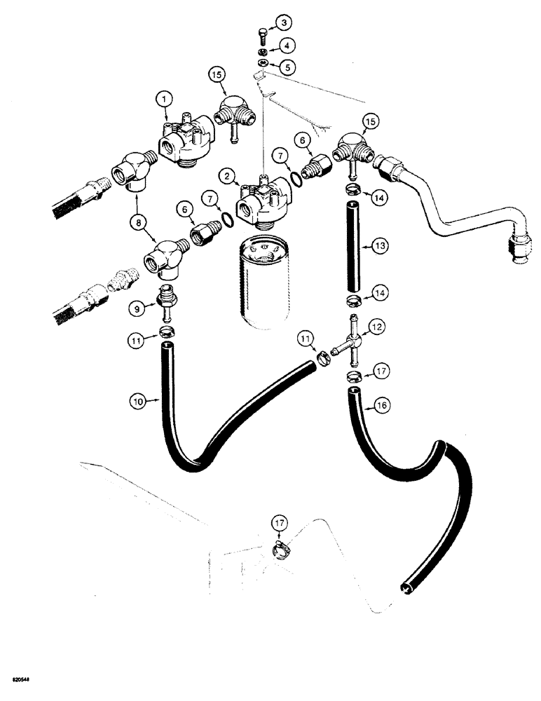 Схема запчастей Case W4 - (126) - HYDRAULIC OIL FILTER AND BYPASS CIRCUIT (08) - HYDRAULICS