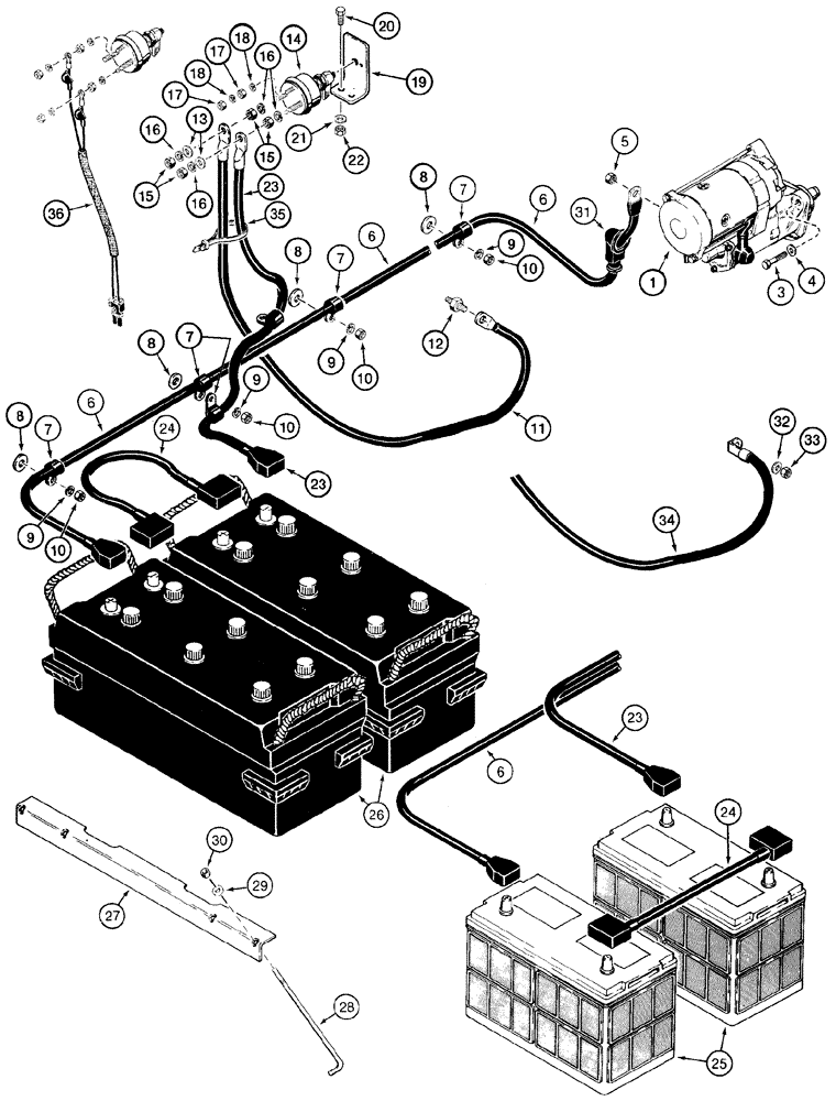 Схема запчастей Case 821C - (04-18) - BATTERY CABLES (04) - ELECTRICAL SYSTEMS