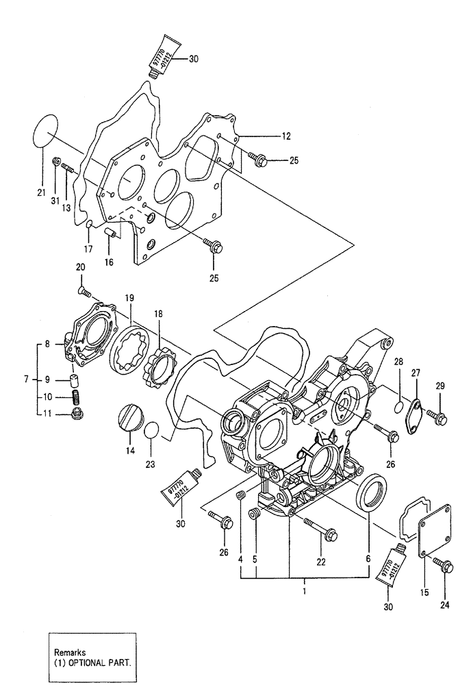 Схема запчастей Case CX50B - (09-002) - GEAR HOUSING ENGINE COMPONENTS