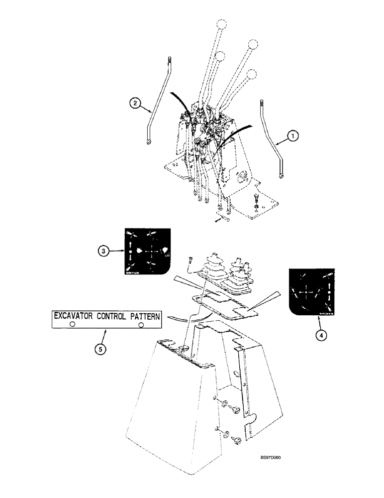 Схема запчастей Case 580L - (9-039) - BACKHOE CONTROLS, IN EXCAVATOR CONTROL PATTERN (09) - CHASSIS/ATTACHMENTS