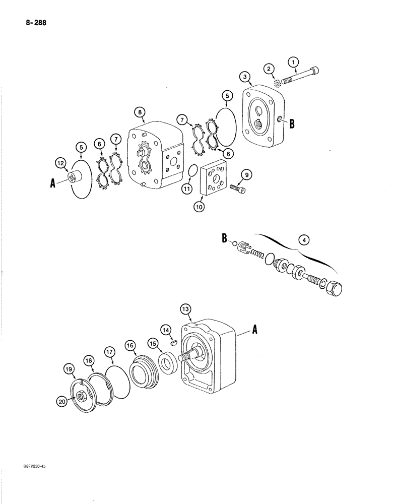 Схема запчастей Case 170B - (8-288) - OIL COOLER FAN MOTOR, MOTOR SERIAL NUMBER 60200000 AND AFTER (08) - HYDRAULICS