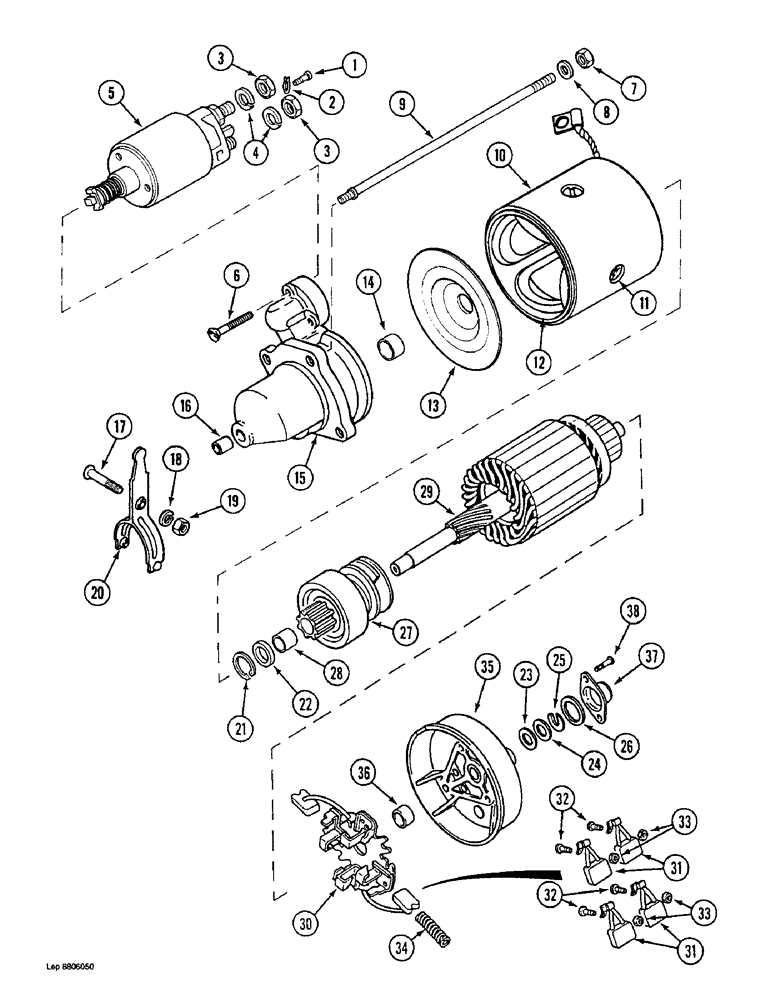 Схема запчастей Case 1088 - (4-04) - STARTER, 6T-590 ENGINE (04) - ELECTRICAL SYSTEMS