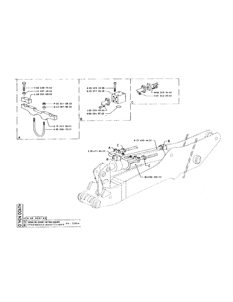 Схема запчастей Case 160CL - (173) - FITTED BACKHOE BUCKET CYLINDER (07) - HYDRAULIC SYSTEM