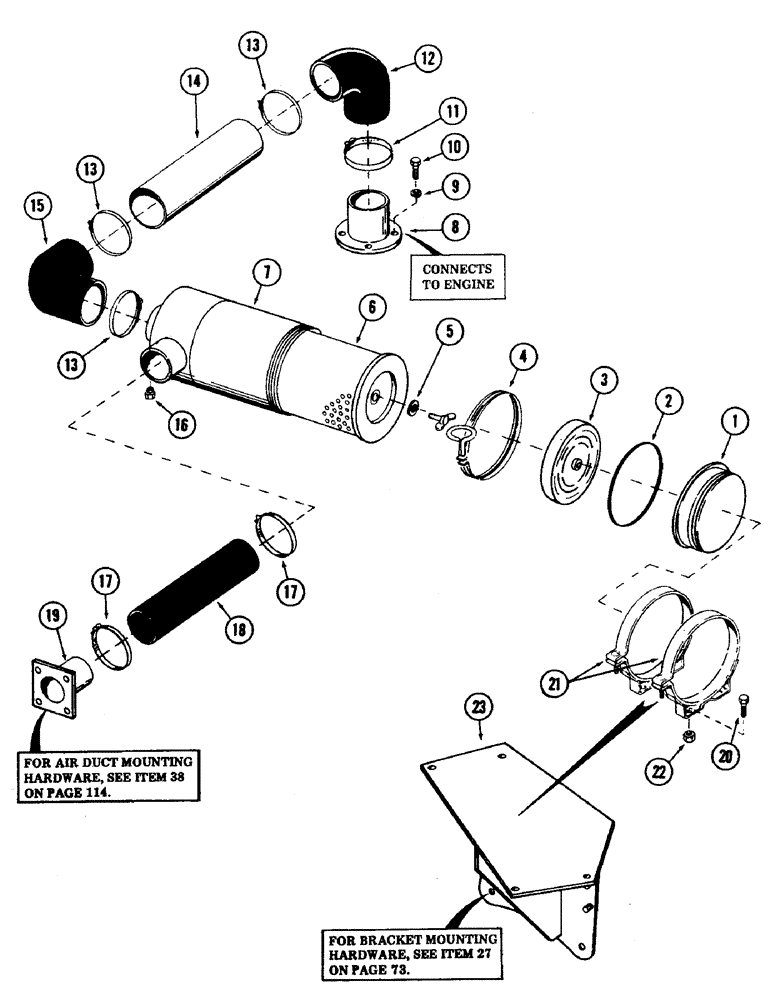 Схема запчастей Case 40 - (076) - AIR CLEANER AND ATTACHING PARTS FOR: DETROIT DIESEL 4-71 ENGINE (10) - ENGINE