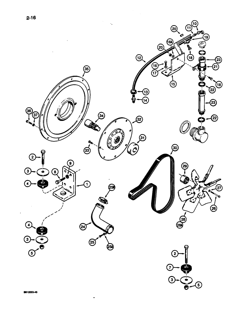 Схема запчастей Case 1187C - (2-16) - ENGINE MOUNTING AND ADAPTING PARTS (02) - ENGINE