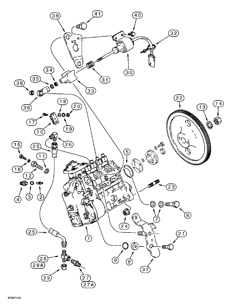 Схема запчастей Case 9020B - (3-024) - FUEL INJECTION PUMP AND DRIVE, 4TA-390 EMISSIONS CERTIFIED ENGINE, *P.I.N. DAC0202001 AND AFTER (03) - FUEL SYSTEM