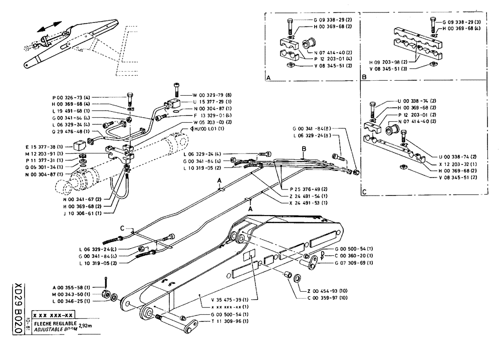 Схема запчастей Case 75C - (XD29 B02.0) - ADJUSTABLE BOOM - 2,92 M (09) - BOOMS