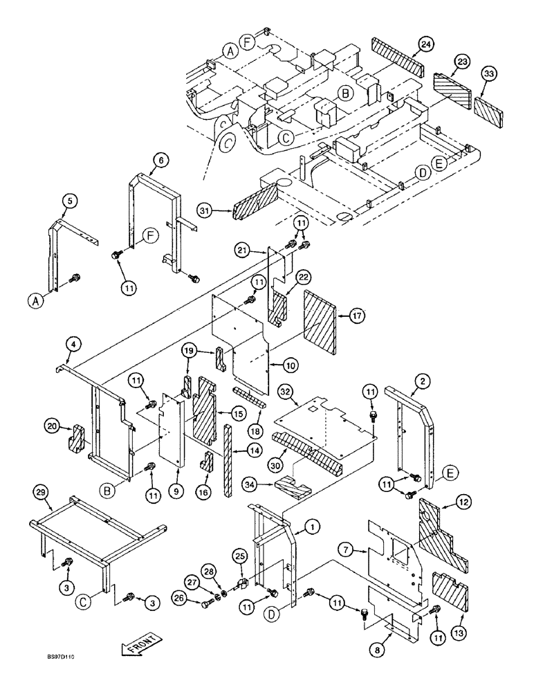 Схема запчастей Case 9020B - (9-016) - UPPER STRUCTURE, FRAMES, COVERS AND INSULATION, P.I.N. DAC02#2001 AND AFTER (09) - CHASSIS