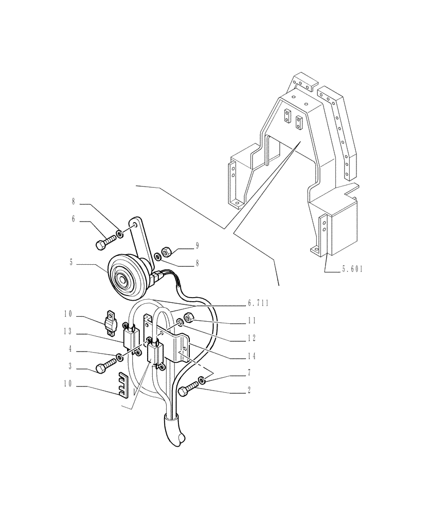 Схема запчастей Case 1850K - (6.712[02]) - ELECTRIC COMPONENTS - HORN Electrical System / Decals