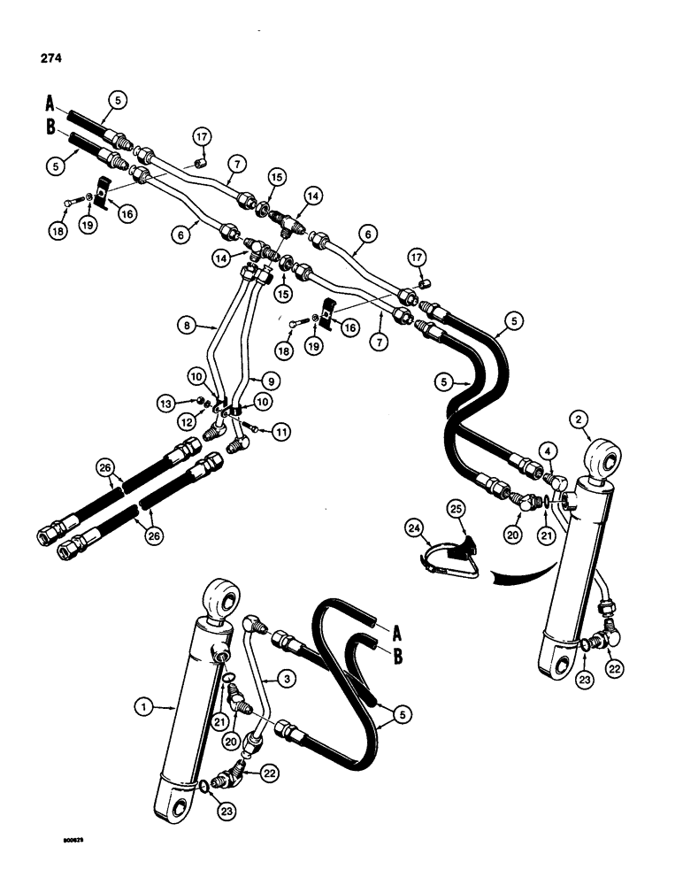 Схема запчастей Case 580SD - (274) - LOADER CLAM CYLINDER HYDRAULIC CIRCUIT (08) - HYDRAULICS