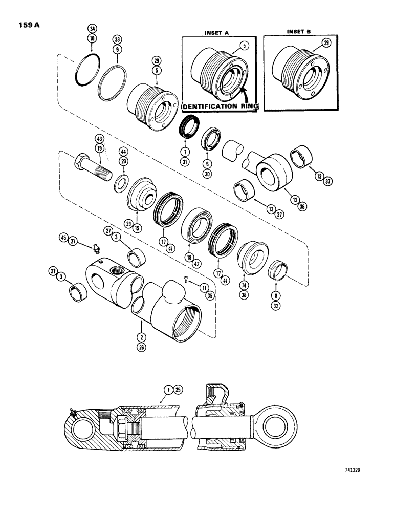 Схема запчастей Case 26S - (159A) - G33552 STABILIZER CYLINDER, GLAND HAS IDENTIFICATION RING 