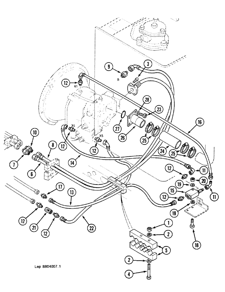 Схема запчастей Case 688C - (8B-08) - ENGINE MODULE HYDRAULIC CIRCUIT, (10998-) (07) - HYDRAULIC SYSTEM