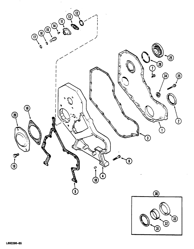 Схема запчастей Case 1088 - (016) - FRONT GEAR COVER (10) - ENGINE