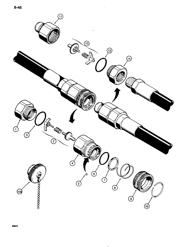 Схема запчастей Case 850D - (8-046) - HYDRAULIC QUICK DISCONNECT COUPLINGS, D52800 FEMALE COUPLING (08) - HYDRAULICS