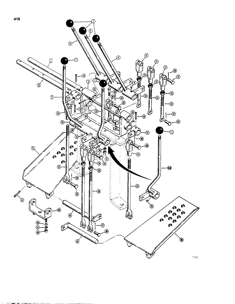 Схема запчастей Case 35 - (418) - INDIVIDUAL LEVER BACKHOE CNTRL, FOOT SWING, CASE & COMMERCIAL-CESSNA VALVES 