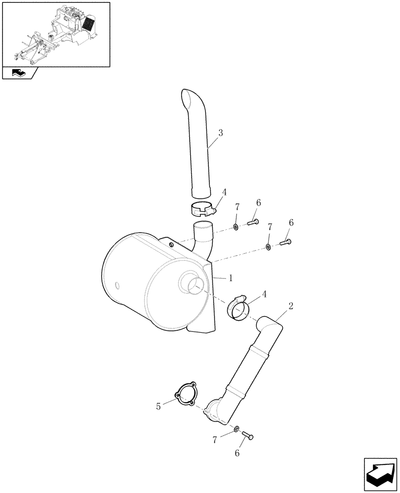 Схема запчастей Case 221E - (1.15.0[01]) - EXHAUST SYSTEM (02) - ENGINE EQUIPMENT