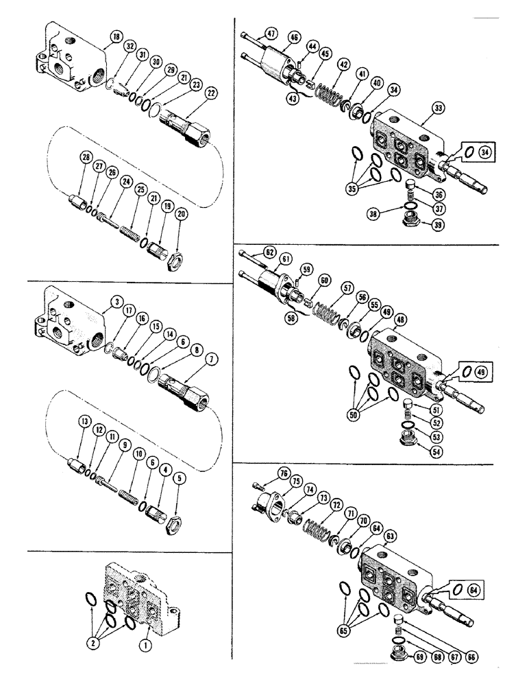 Схема запчастей Case 800 - (310) - HYDRAULIC VALVE SECTIONS, BODIES, CAPS, SPOOLS, SEALS (07) - HYDRAULIC SYSTEM