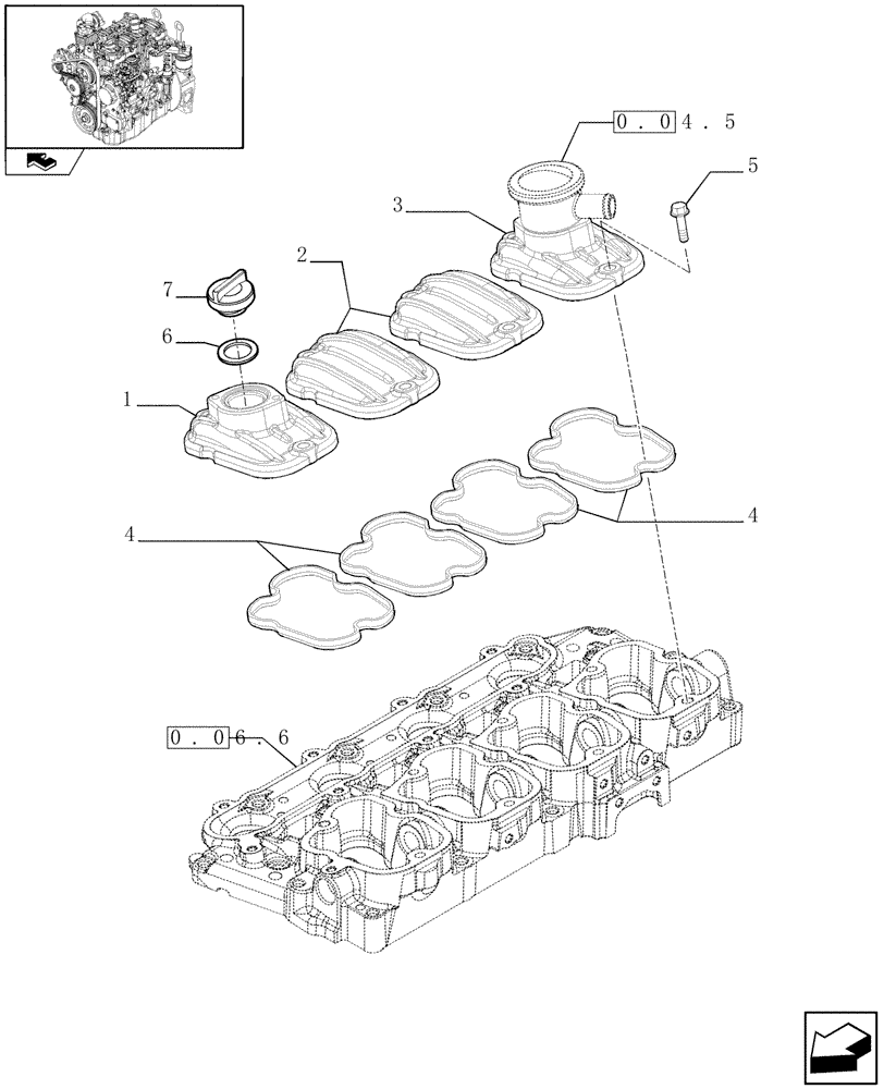 Схема запчастей Case 321E - (0.06.3) - CYLINDER HEAD COVERS (01) - ENGINE