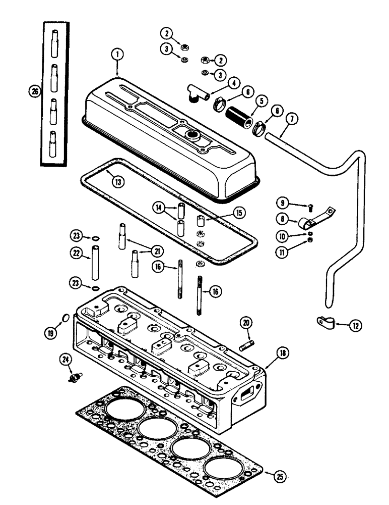 Схема запчастей Case 480CK - (039A) - CYLINDER HEAD ASSEMBLY, (148B) SPARK IGNITION ENGINE, USED PRIOR TO ENGINE SERIAL NUMBER 2638707 