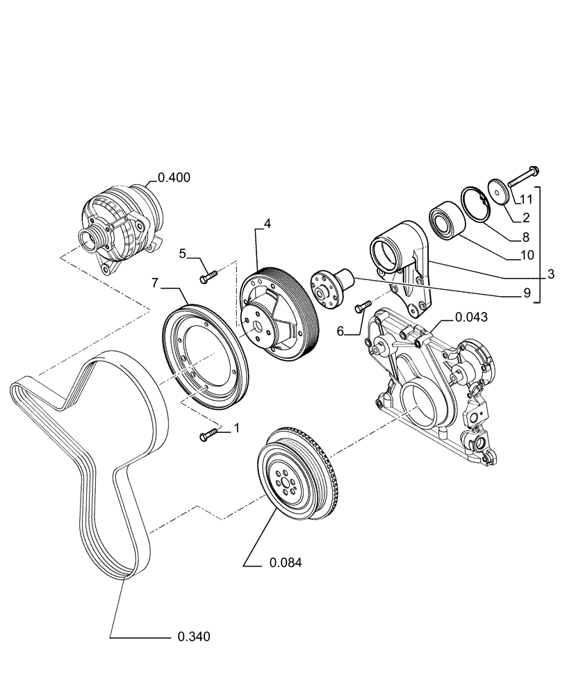 Схема запчастей Case 1850K - (0.345[01]) - FAN DRIVE (01) - ENGINE