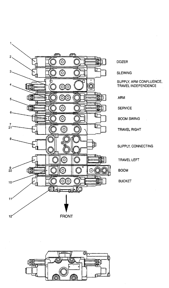 Схема запчастей Case CX50B - (08-001) - VALVE ASSEMBLY, CONTROL P/N PY30V00035F1 ELECTRICAL AND HYDRAULIC COMPONENTS