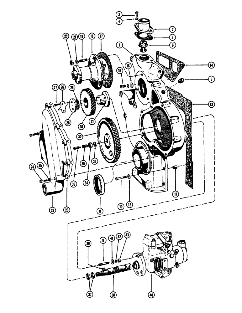 Схема запчастей Case 430CK - (042) - FUEL INJECTION PUMP DRIVE, (188) DIESEL ENGINE 