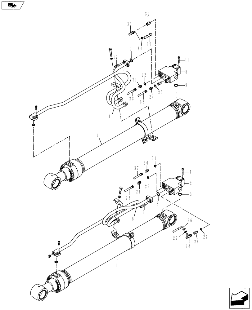 Схема запчастей Case CX235C SR - (35.736.02[01]) - HYD. LINE - BOOM CYLINDER (35) - HYDRAULIC SYSTEMS