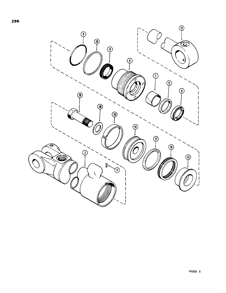 Схема запчастей Case 35 - (296) - G33881 BACKHOE BOOM CYLINDER, WITH TWO PIECE PISTON 