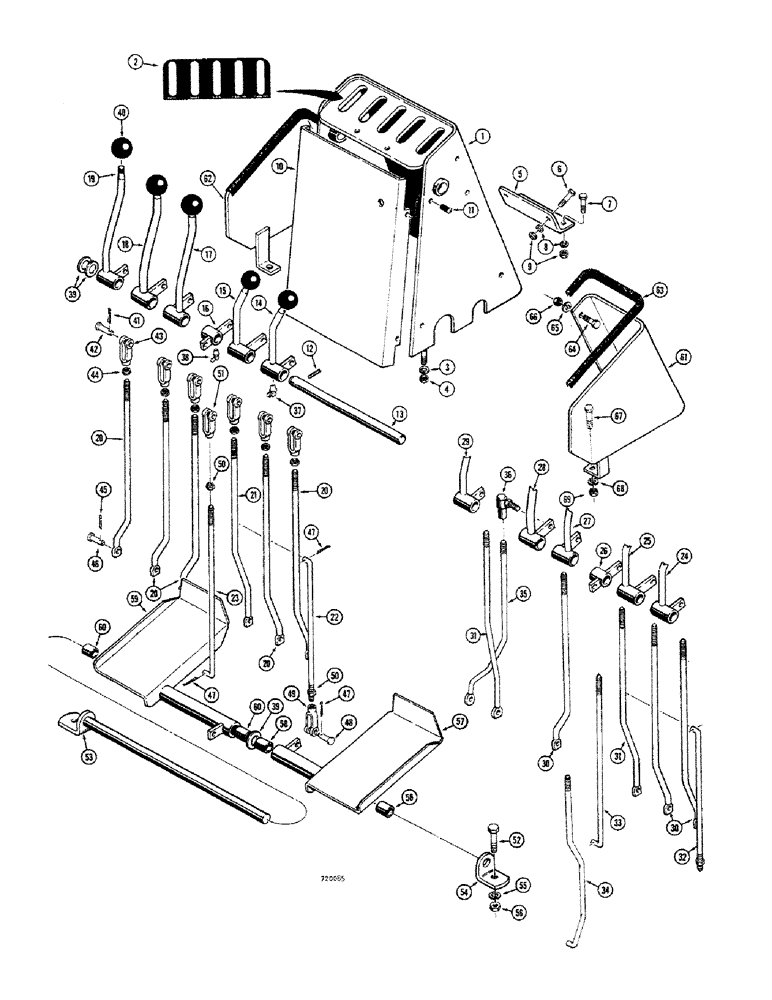 Схема запчастей Case 680CK - (228) - INDIVIDUAL LEVER BACKHOE CONTROL, (FOOT SWING), CONSOLE (84) - BOOMS, DIPPERS & BUCKETS