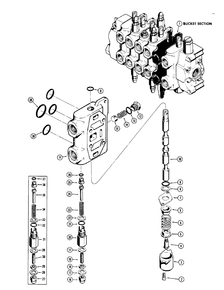 Схема запчастей Case 480CK - (70) - D34207 BACKHOE BUCKET SECTION (35) - HYDRAULIC SYSTEMS