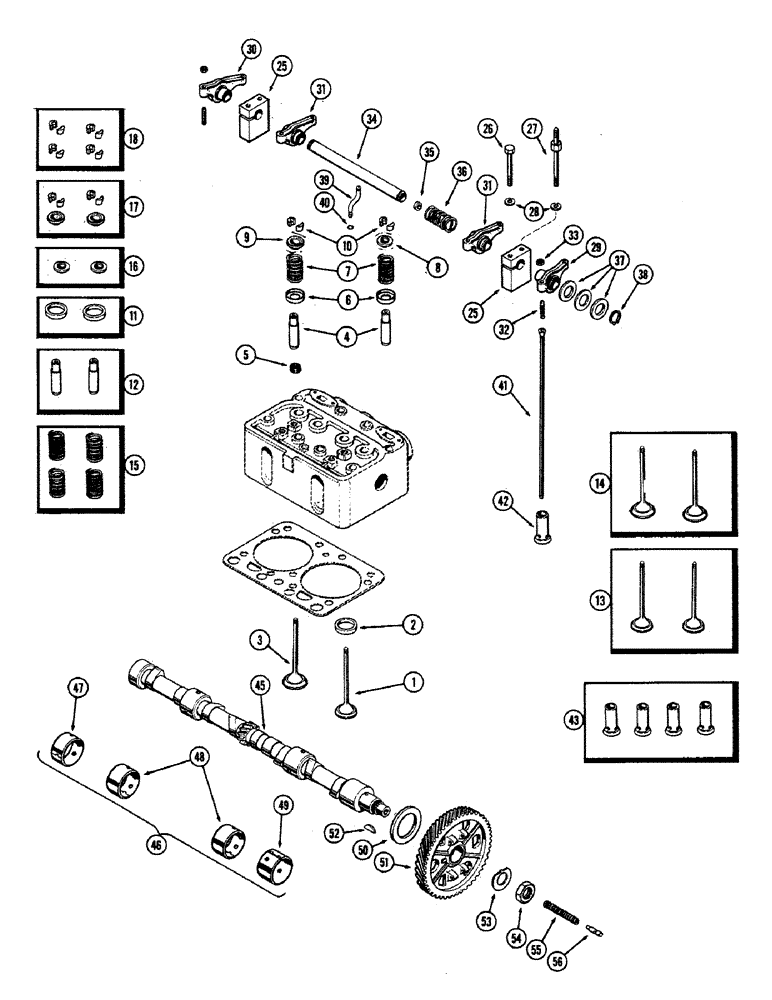 Схема запчастей Case 680CK - (032) - VALVES AND VALVE MECHANISM, (251) SPARK IGNITION ENGINE 