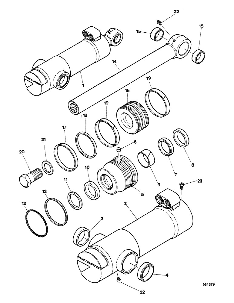 Схема запчастей Case 580G - (326) - SIDESHIFT BACKHOE - SWING CYLINDER (08) - HYDRAULICS