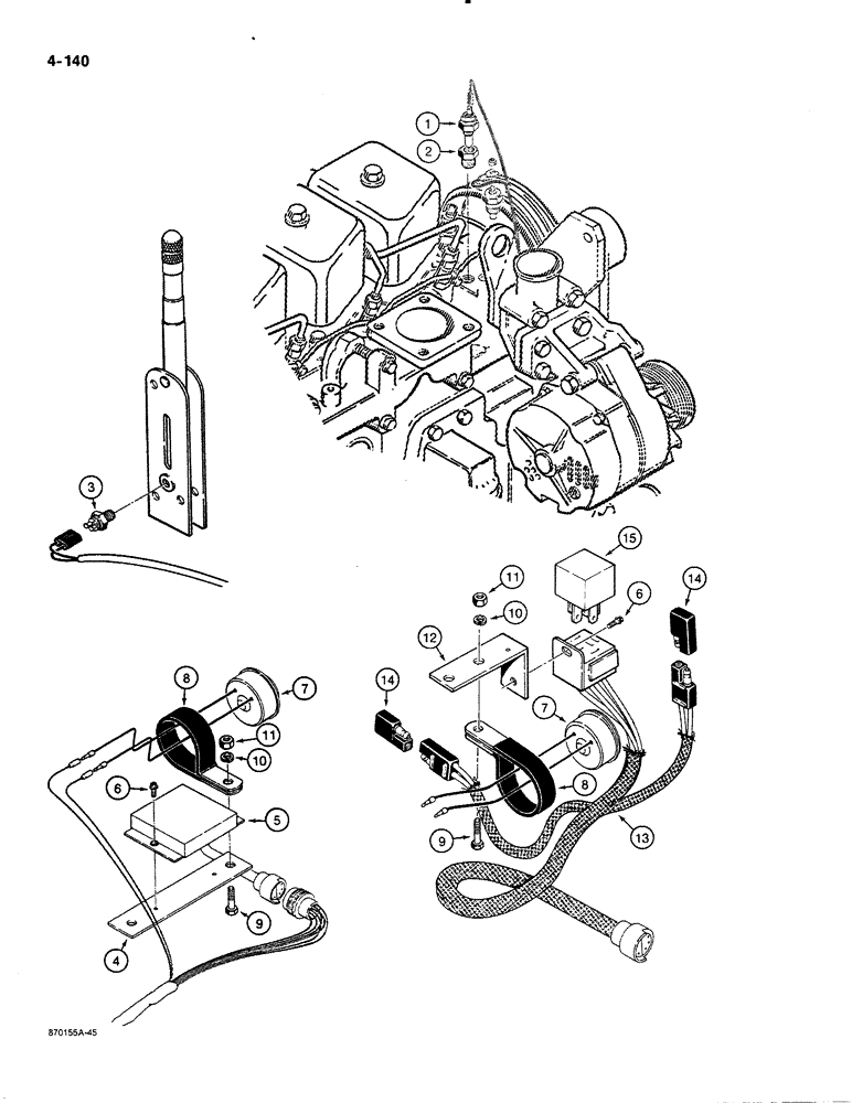 Схема запчастей Case 580K - (04-140) - SPECIAL PARTS USED ON MODELS W/AUDIBLE WARNING ALARM FOR WATER TEMP, ENGINE OIL PRESS. & PARK. BRAKE (04) - ELECTRICAL SYSTEMS