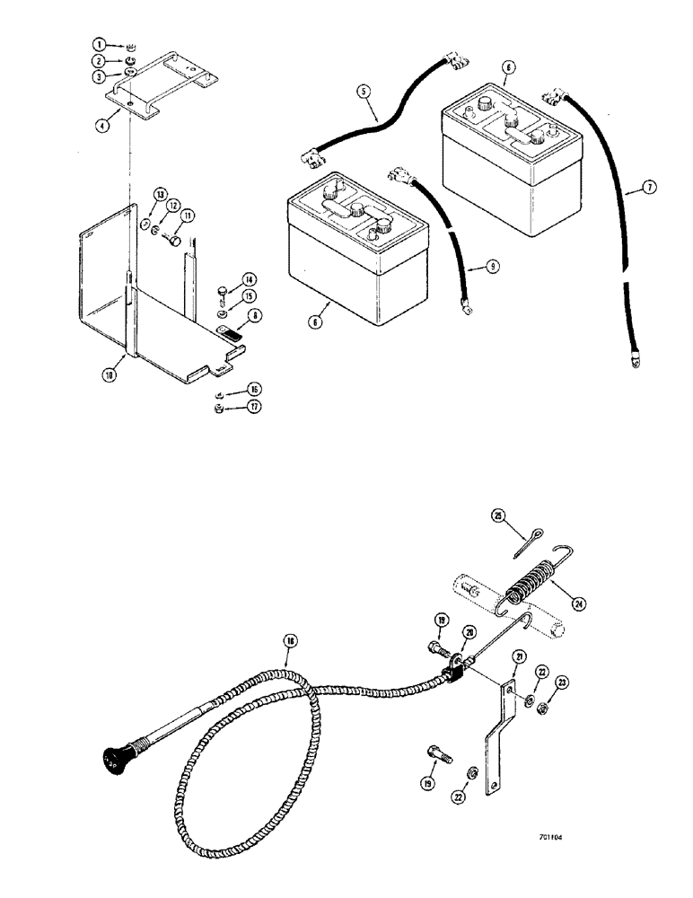 Схема запчастей Case 680CK - (048) - BATTERIES AND CABLES, FUEL SHUT OFF CABLE (55) - ELECTRICAL SYSTEMS