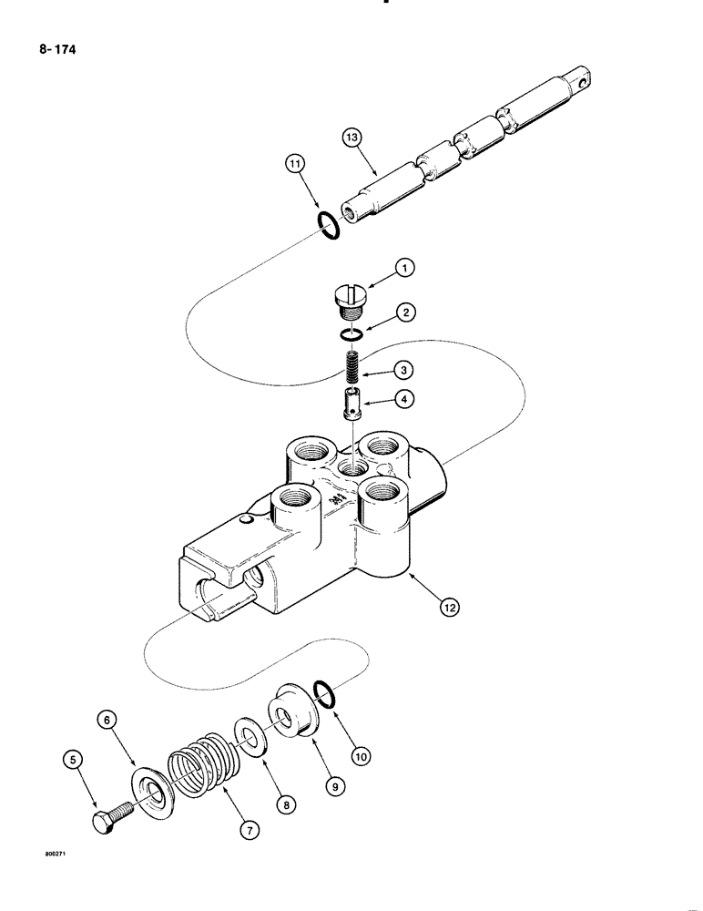 Схема запчастей Case 1835B - (8-174) - D64670 AUXILIARY CONTROL VALVE (08) - HYDRAULICS