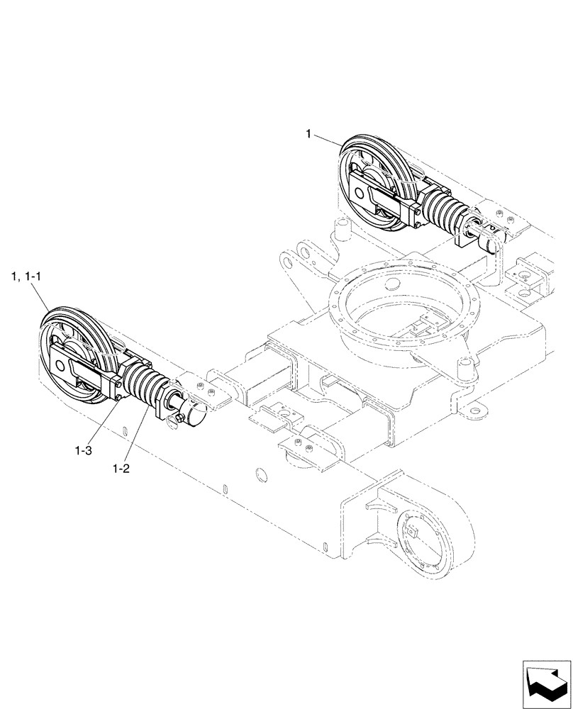 Схема запчастей Case CX17B - (02-007[01]) - IDLER ASSY, CRAWLER (48) - TRACKS & TRACK SUSPENSION