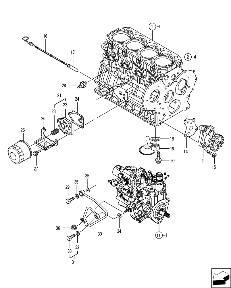 Схема запчастей Case CX50B - (08-009) - LUB. OIL SYSTEM (10) - ENGINE