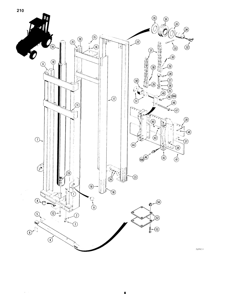 Схема запчастей Case 584C - (210) - 21-1/2 FOOT (6.5 M) MAST FOR 584C (83) - TELESCOPIC SINGLE ARM