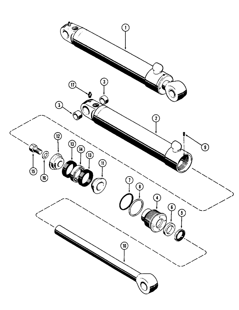 Схема запчастей Case 680CK - (265A) - G33828 BACKHOE STABILIZER CYLINDER, 4" DIA. CYLINDER WITH 21 3/8" STROKE, GLAND WITH INNER BUSHING (35) - HYDRAULIC SYSTEMS