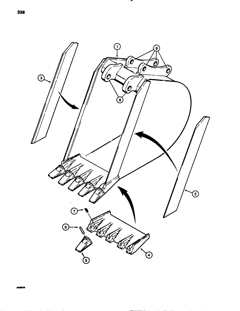 Схема запчастей Case 780B - (338) - 24" BACKHOE TRENCHING BUCKET (09) - CHASSIS/ATTACHMENTS