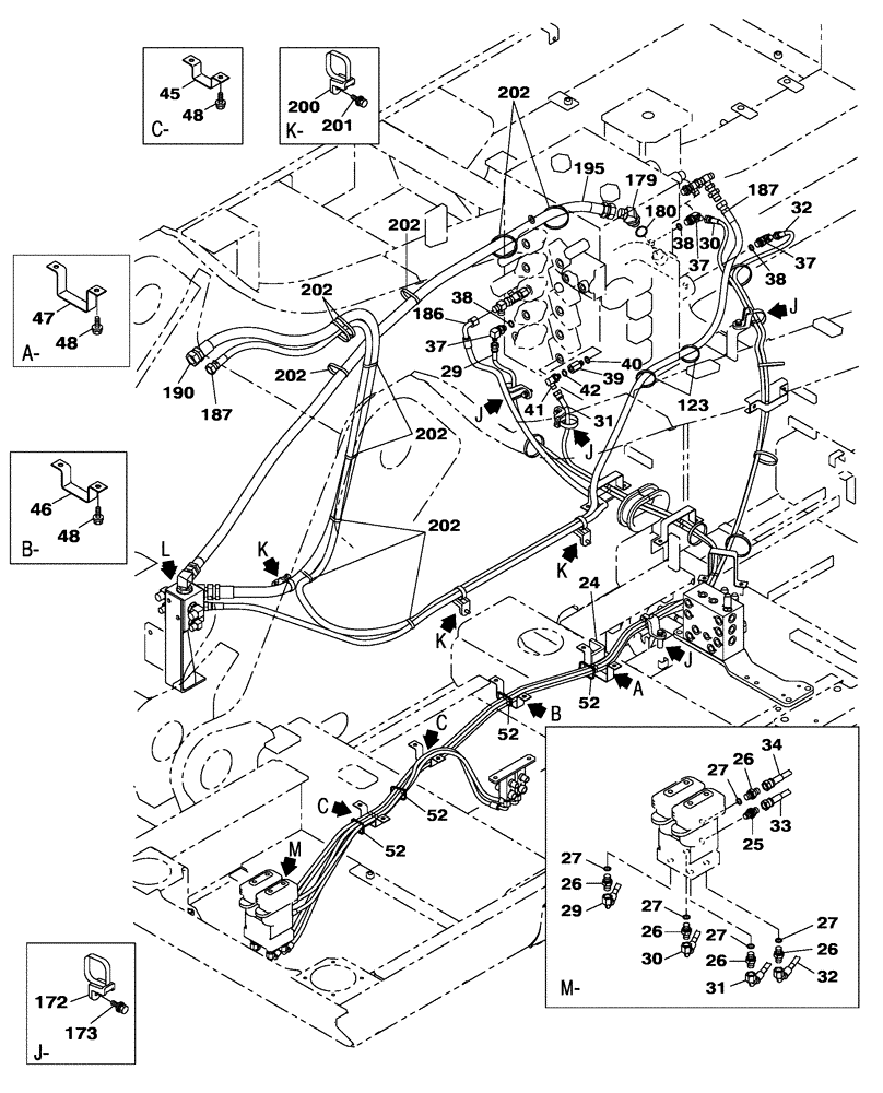 Схема запчастей Case CX470C - (08-032-03[01]) - HYDRAULIC CIRCUIT - TRAVEL PILOT - WITH SAFETY VALVE (07) - HYDRAULIC SYSTEM